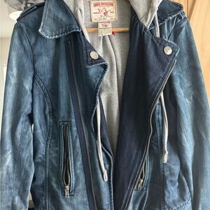 True Religion Gray Moto Hoodie